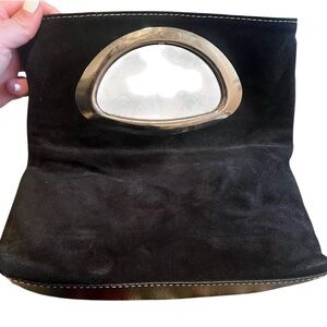 Clutch Black faux suede clutch NWOT Black silver faux suede clutch/bag host pick